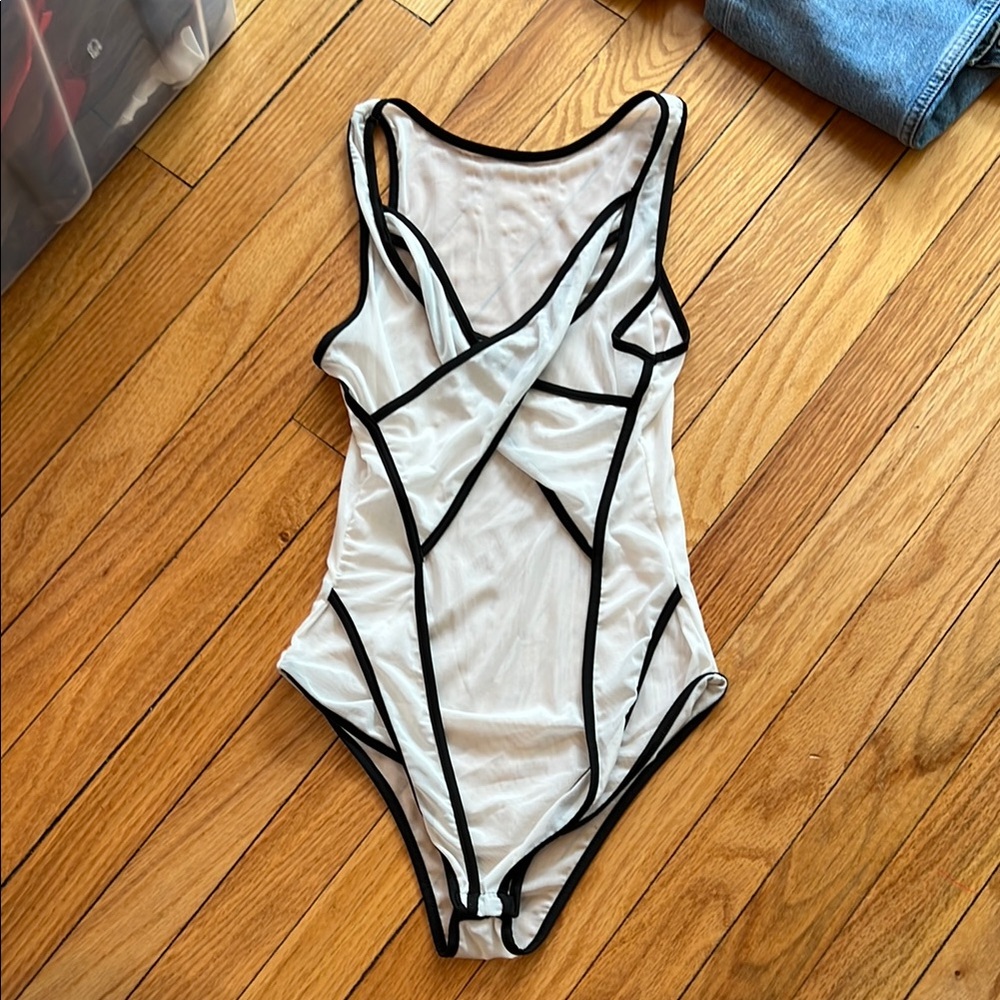 Black and white mesh bodysuit NEW